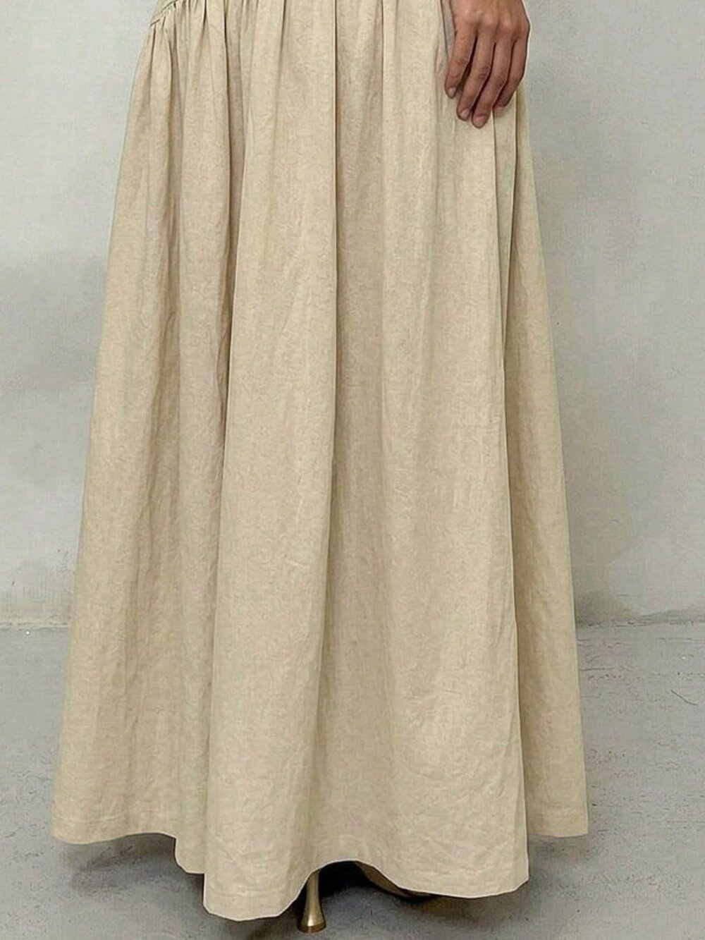 Apricot Casual Minimalist Women's Woven Asymmetrical Waist Wide Leg Pants - Picture 3 of 6